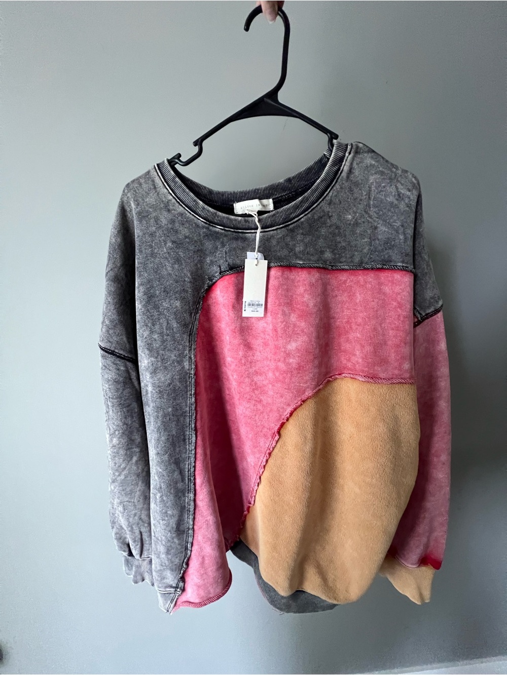 Gilded Intent Colorblock Acid Wash Pullover